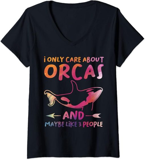 Womens I only care about Orcas Orcas V-Neck T-Shirt