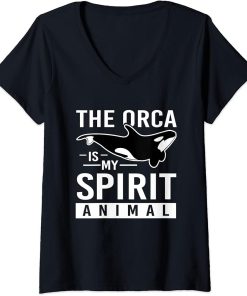 Womens The Orca Is My Spirit Animal Orca V-Neck T-Shirt