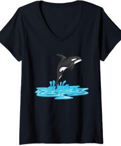 Womens Killerwal Orca Whale Marine Mammal Whales Ocean Predator V-Neck T-Shirt