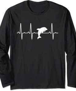 Dolphin Heartbeat Gift For Men Women Beluga Fish Orca Lover Long Sleeve T-Shirt