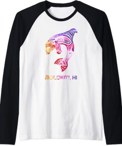 Tribal Moloka"i Orca Killer Whale Indigenous Native Raglan Baseball Tee