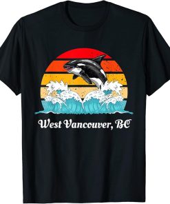 Vintage West Vancouver BC Distressed Orca Killer Whale Art T-Shirt