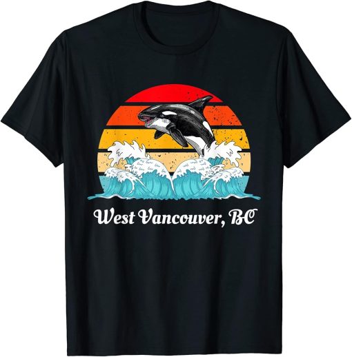 Vintage West Vancouver BC Distressed Orca Killer Whale Art T-Shirt