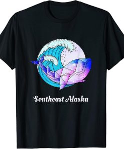 Southeast Alaska Japanese Paint Geometric Orca Killer Whale T-Shirt