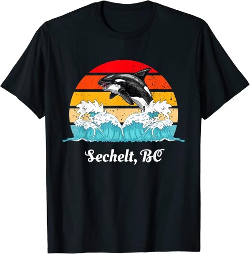 Vintage Sechelt BC Distressed Orca Killer Whale Art T-Shirt