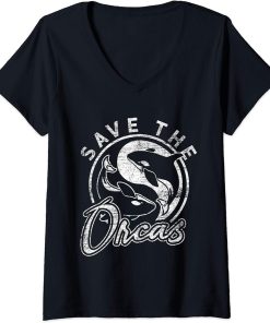 Womens Save The Orcas V-Neck T-Shirt